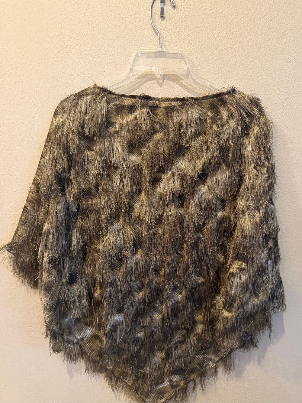 Marc New York by Andrew Marc Eyelash Knit Animal Print Poncho Cape S/M
